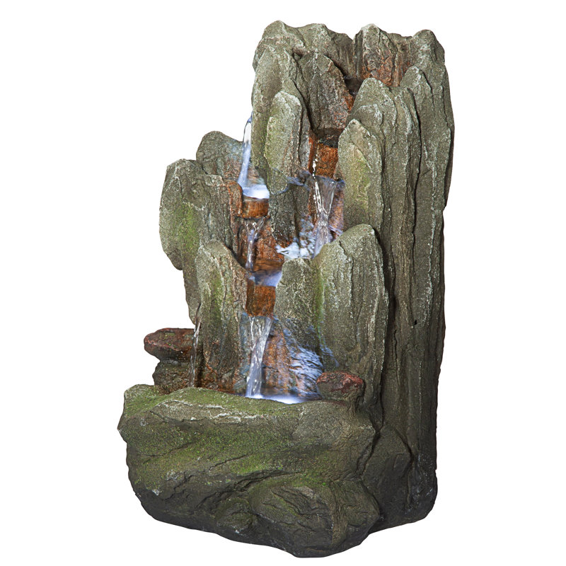 resin turtle cove cascading sculptural fountain with led light